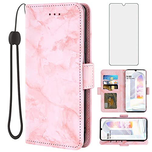 Coque protection LG Velvet 5G Verizon T-Mobile verre trempé et support rose