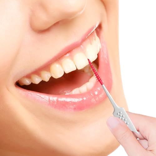 Image of Dental Floss Picks Soft Silicone interdental Brush, Braces Brush, Floss Picks for Teeth, Disposable interdental Brush, Suitable for Cleaning Teeth Health(Red, 160pcs)
