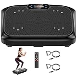 Werara Vibration Plate, Vibration Plate Exercise Machine for Lymphatic Drainage 199 Speeds, 7 Modes Vibrating Plate Weight Loss with 2 Resistance Bands and Bluetooth, Power Plate 220KG Capacity