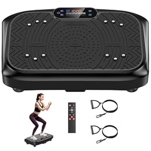 Werara Vibration Plate, Vibration Plate Exercise Machine for Lymphatic Drainage 199 Speeds, 7 Modes Vibrating Plate Weight Loss with 2 Resistance Bands and Bluetooth, Power Plate 220KG Capacity