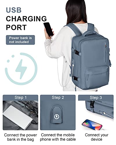 Large Travel Carry On Laptop Backpack For Women Men, Expandable Flight Approved Backpack, Waterproof Sports College Bag Casual Daypack For Weekender Business Hiking With Shoe Compartment Jewelblue #TOP2