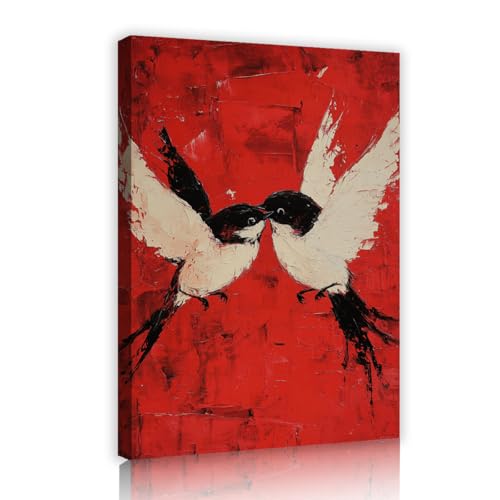 Fresque romantique pour decorer la chambre et habiller un mur vide toile oiseaux