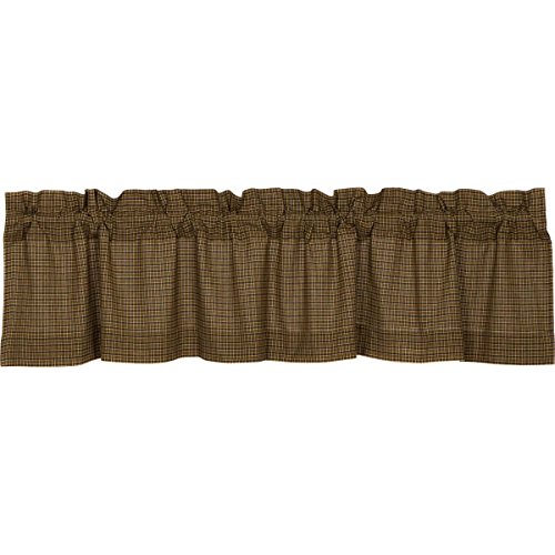 Tea Cabin Rustic 16×72 Green Plaid Valance Rod Pocket Cotton Kitchen Window Curtains