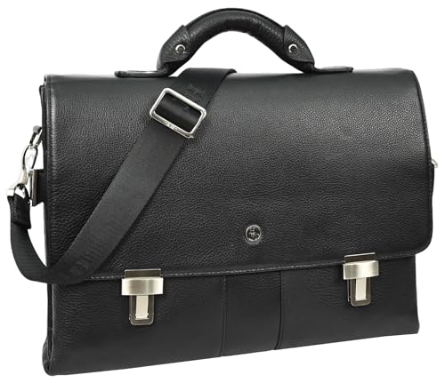Porte-documents en cuir véritable HLG150 noir l'élégance de la maroquinerie d'affaires