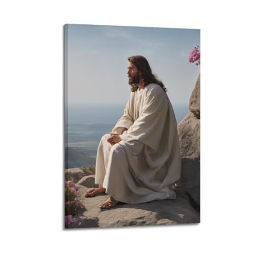 Poster sur toile chrétienne 30x45cm avec cadre pour décoration murale de chambre