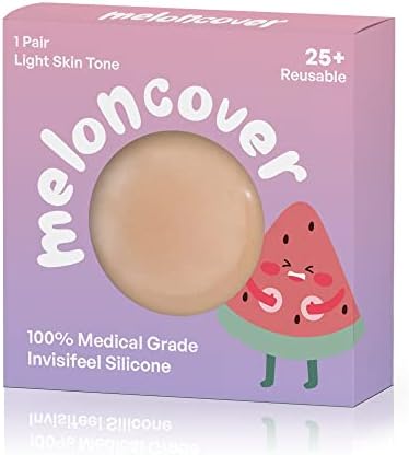 Melon Cover Reusable Nipple Covers, Silicone Pasties for Women, Medical Grade Nipple Covers, Ultra-Thin and Waterproof Nipple Pasties, Silicone Nipple Pads – Fits Cups A-C (Nude)