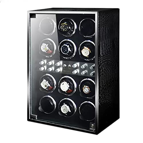 ワインディングマシーン 4 8 12本巻き ウォッチワインダー LEDライト タッチスクリーン付き 高級時計ケース 自動巻き 日本製マブチモーター ウォッチワインダー 静音設計 腕時計自動巻き上げ機 蓋を開くと回転停止 高級PU皮質 男女の腕時計は全部使えます (Size : 12+0)