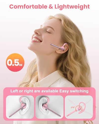 Image of New Bee Bluetooth Headset V5.1 72H Talk Time Dual Mic with Mute Button for Business, Wireless Hand-Free Bluetooth Earpiece with 500mAh Charging Case for Cell Phone Calls Trucker Driver Laptop