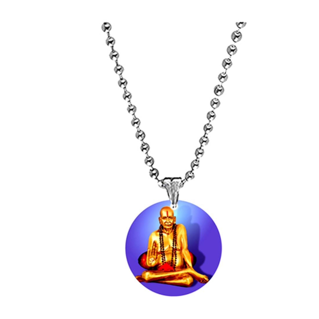 Shree Swami Samartha Blue Acrylic Pendant with Bead Chain for Men and Women, Spiritual Traditional Fashion Accessory, Devotional Gift-image-43