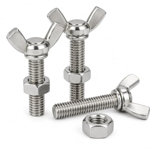 Image of By VP INDUSTRIES (Combo - 10 Pcs) M6x16 Wing Nut Bolt with Hex Nut