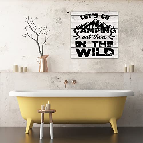 Panneau en bois Let's Go Camping déco rustique