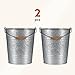 Pack 2, Rustic Farmhouse Bathroom Trash Can, Modern Country Style Galvanized Farm Metal Kitchen Trash Bucket, Large Vintage Waste Basket, Industrial Chic Bucket Garbage Can Bin, Western Garbage Pail