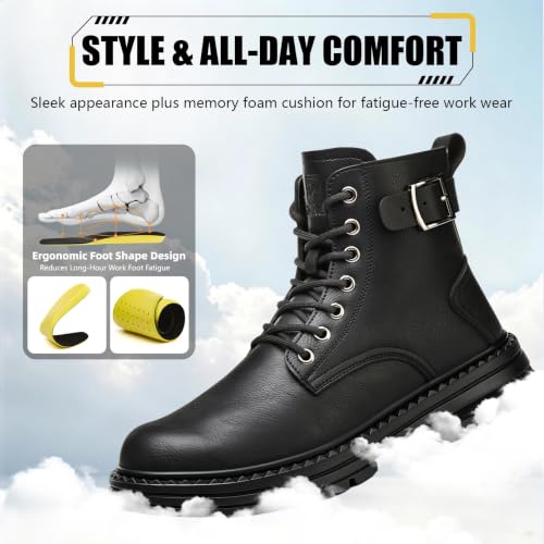 Image of Steel Toe Boots for Men & Women,Slip On Work Boots for Construction
