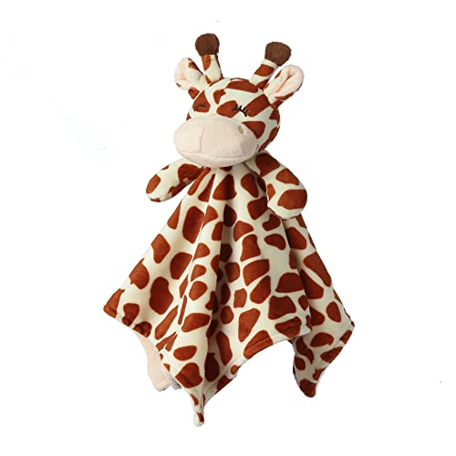 Image of CREVENT Soft Plush Animal Face Security Blankets for Boys and Girls, Great Gifts for Birthday Baby Shower(Brown Giraffe)