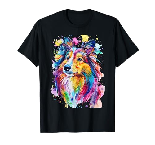 Shetland Sheepdog Lovers Diseño de arte pop Shetland Sheepdog Camiseta