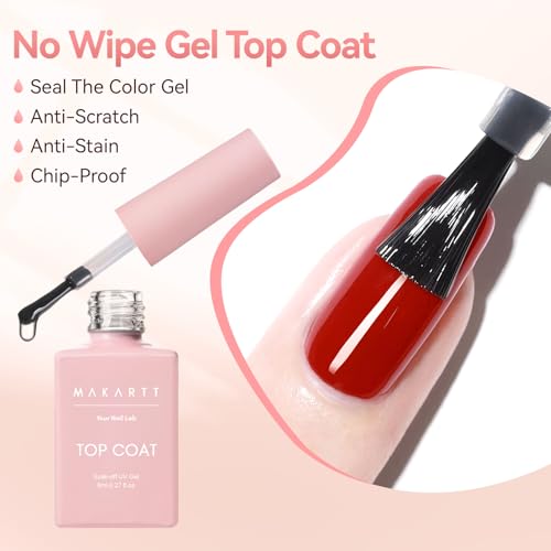 Makartt Gel Top Coat - 2PCS No Wipe Clear 8ml miniatura 2