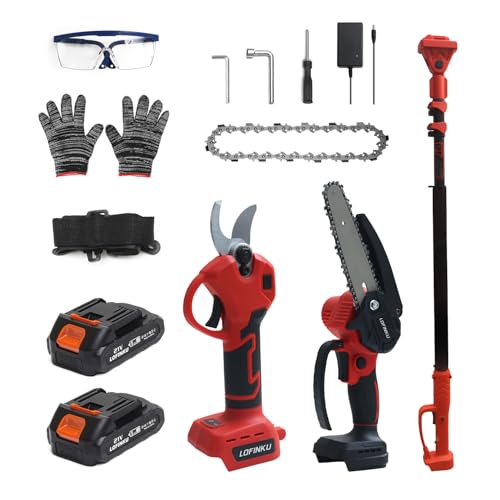 Electric Pruner Kit with Extension Pole and Batteries