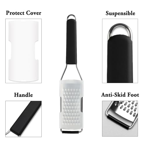 Image of Cambom Cheese Grater Lemon Zester, Graters for Parmesan Cheese, Lemon, Citrus, Garlic, Nutmeg, Chocolate, Fruits, Vegetables, Ginger, Vegetable & Cheese Shredder with Stainless Steel Coarse Blade
