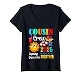 donna cousin crew 2026 vacanze estive spiaggia viaggi in famiglia abbinamento maglietta con collo a v