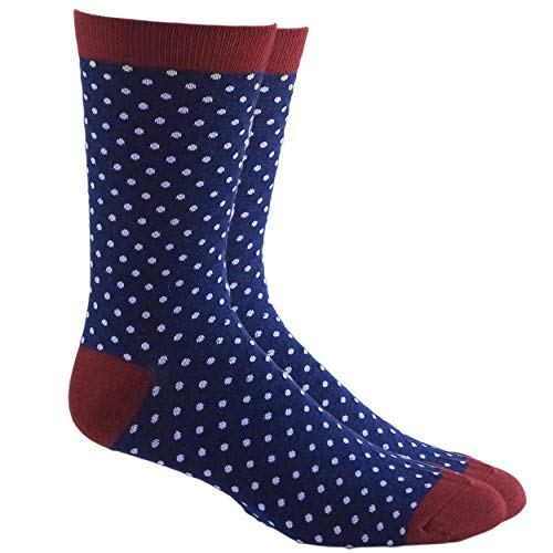 Men's Cotton Blend Dress Socks Navy Blue White Polka Dot Fits 7-13 MADE IN USA