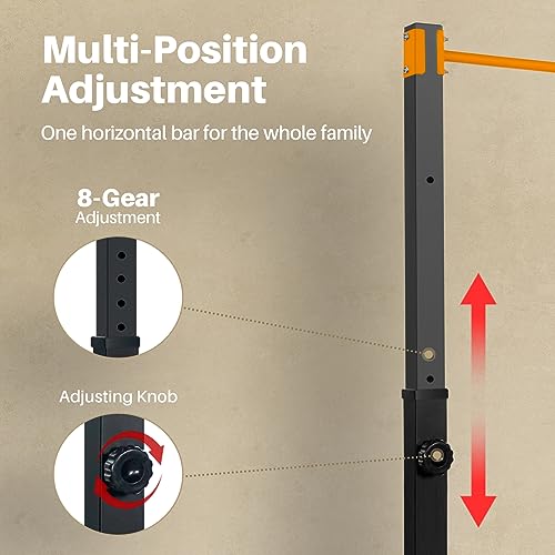 Image of Bongkim Power Tower Portable Pullup Bar Station, Pull Up Bar for Home Gym, Pull Up Tower Station 330LBS (Orange)