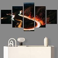 SIGNWIN 5 Panel Canvas Wall Art Light Exposure for Home Decorations Ready to Hang - 60