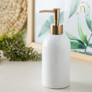 Nestasia Ceramic Long-Lasting Liquid Handwash Soap Dispenser Pump for Bathroom | Handwash Bottle for Kitchen | Soap Dispenser for Wash Basin | Bathroom Accessories | 420ml (White)