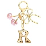 Snylcce Breloque Lettre A avec Nœud et Cerise - Accessoires Mignons pour Sac à Main et Por...