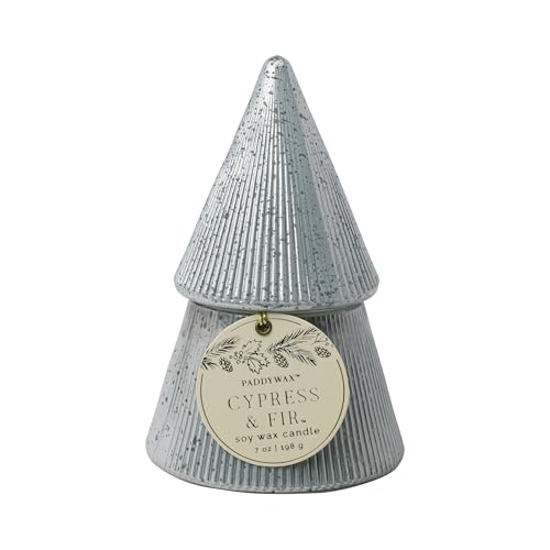 Paddywax Holiday White Stacked Tree Candle - Cypress & Fir