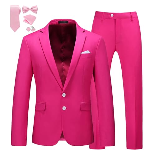 MOGU Mens Slim Fit Suit 2 Piece Tuxedo for Prom Business Wedding Dance (Suit Jacket + Pants)