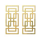 flangairy 2 Piece Gold Rectangular Wall Mirrors, 15.7×7 Inch Geometric Wooden Frame Acrylic Wall-Mounted Modern Mirror Decor for Bathroom Bedroom Living Room Office Farmhouse Home Decorations