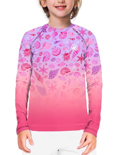 Image of AOBUTE Unisex Kids Rash Guard Long Sleeve SPF 50+ Sun Shirt UV Protection Swim Shirts 3-12 Years