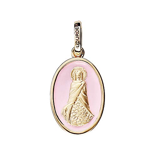 1001 Bijoux Pendentif plaqué Or Ovale Sainte-sara Fond Rose Pale + écrin (Offert) Cover