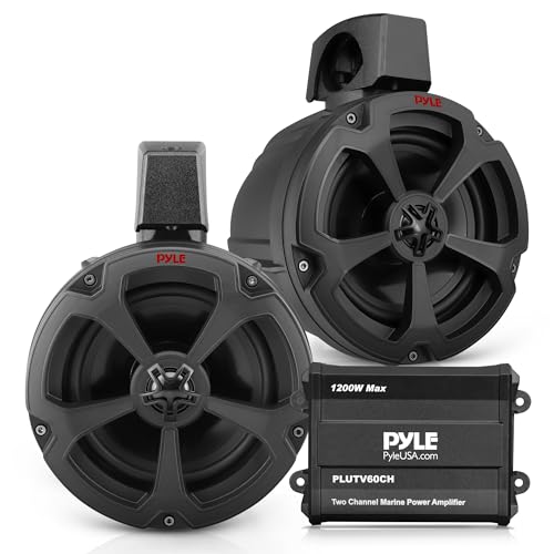 Image of Pyle 6.5 inch Water-Resistant Off-Road Speakers - 2 Channel Rated Amplifier - ATV, UTV, 4x4, Jeep, Wired RCA, for Boat Stereo Speaker and Other Watercraft (1200 Watts)