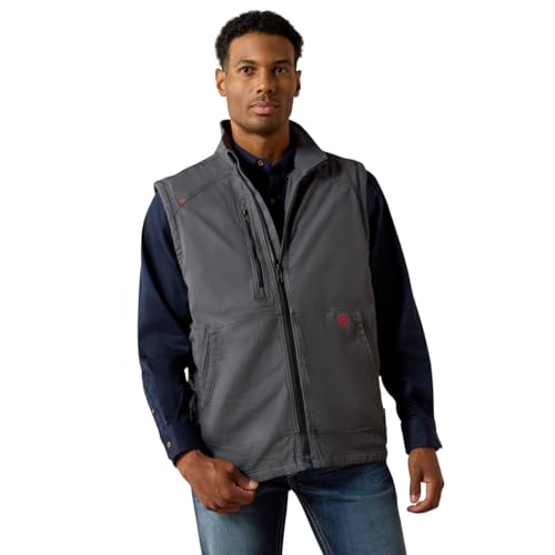 Image of ARIAT Mens Mns Fr Dralht Strch Cnvs Ins Vst Irn Gry Vest, Iron Gray, 3X-Large Tall US
