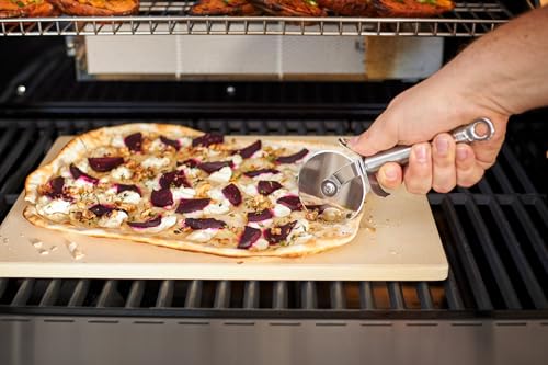 Miniatura 3 de Rösle Plato De Piedra Rectangular De Hecho De Cordierita Para Preparar Pizza, Tarta Flambeada, Pan, Etc., En La Parrilla O En El Horno, 42 X 30 Cm