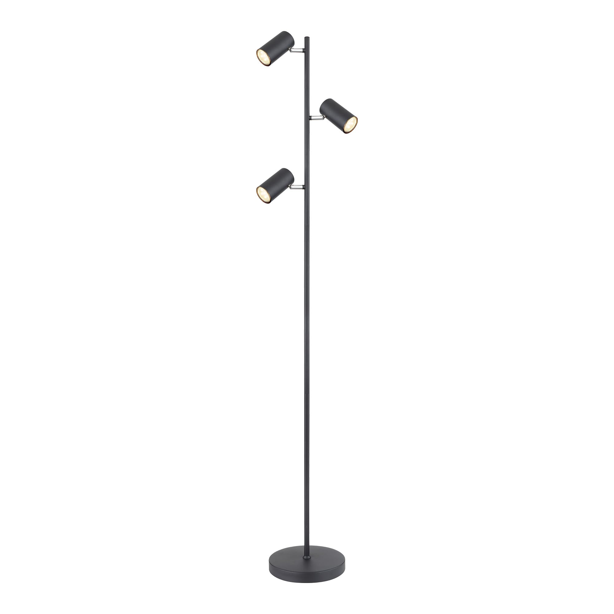 Stehleuchte Luvio 3-flammig GU10 | Schwarz, Minimalistisches Design, Verstellbare Strahler | Ideal für Wohnzimmer, Schlafzimmer und Home-Office