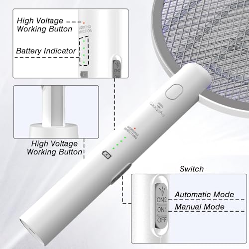 Image of Bug Zapper Racket, 2 in 1 Mode Fly Swatter USB Rechargeable, 4000V Electric Fly Zapper with 3 Layer Safety Mesh,Electric Racket for Kitchen, Home, Garden and Outdoors