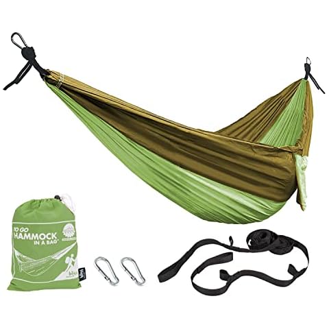 Bliss Hammocks BH-406ST-FG Hammock in a Bag w/ Carabiners + Tree Straps, 52-in. Wide, Weather Resistant, 300 Lb. Capacity (Forest Green) Cover