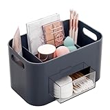 STORi Bliss Grey Makeup Organizer for Countertop, Divided Bathroom Organizer & Storage Drawer, Makeup Brush Holder, Cosmetic & Nail Polish Organizer, Made in USA