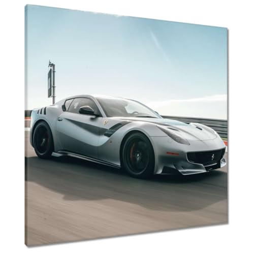 Voiture de sport sur la piste de course tableau carré 70 x 70 cm impression haute définition