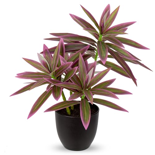 Oairse 41cm Kunstpflanze groß im Topf, Künstliche Dracaena-Pflanze, Dekorative Gefälschte Topfpflanzen, Künstliche Pflanze Tropical Zimmerpflanze für Zuhause, Badezimmer, Küche, Dekoration, Rosa