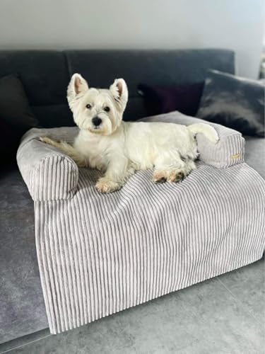Velinda Hundebett Hundeschlafplatz Hundesofa Hundeliege Schutzmatte für Sofa Sofaschutz (Farbe: grau (Cord))