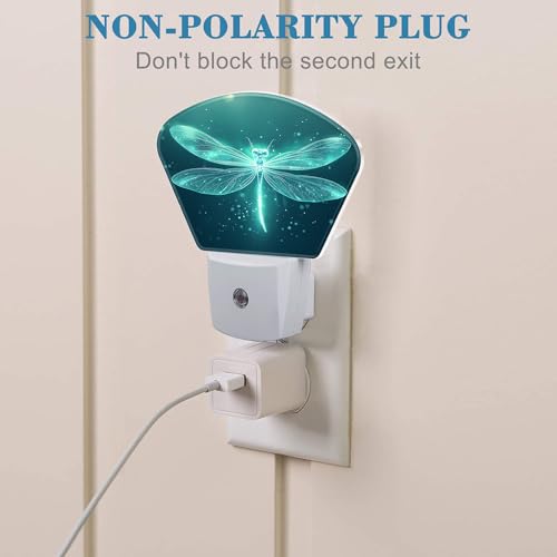 Image of Fantasy Glowing Dragonfly Plug in Night Lights, Magic Dragonfly Nightlight Plug Into Wall Dusk to Dawn Sensor for Kid Girls Boys Women Men Room, Hallway, Kitchen, Bathroom, Stairs Decor