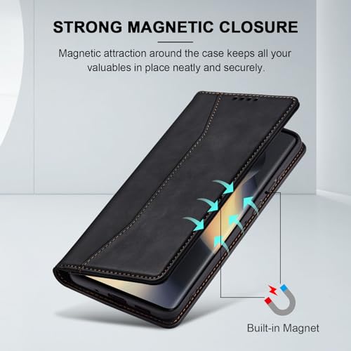 Image of Jasonyu Flip Wallet Case for Motorola Edge (2024) 5G,Black