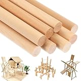 Paquete de 8 Varillas de Madera Redondas Naturales, 2cm x 30cm Varillas de Bambú Largas Redondas, Varillas de Bambú para Manualidades, para Manualidades, Decoración de Artes, Fiesta Hechas a Mano