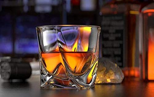 Image of Crystal Whiskey Glasses Set of 6, Large Lead-Free Crystal Glass, Tasting Cups Scotch Glasses, Old Fashioned Glass, Tumblers for Drinking Irish Whisky, Bourbon, Tequila (Twist, 10 oz)