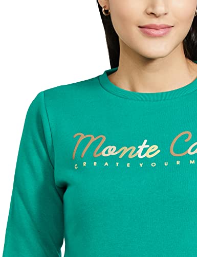Image of Monte Carlo Embroidered Cotton Blend Round Neck Womens Sweatshirt