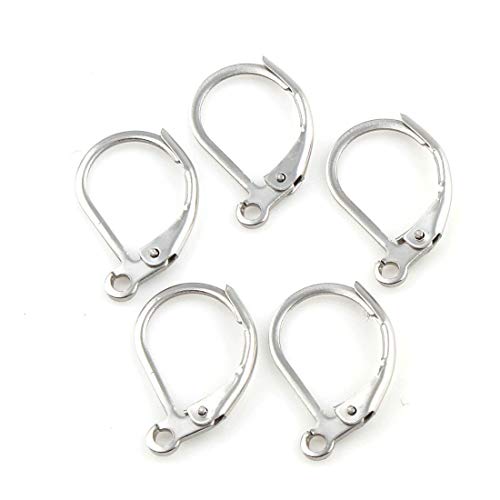 Perlin - 20 stainless steel 304 ear hooks stud earrings folding hook earrings ear closure lever back 16 mm M133 x2 - Image 4