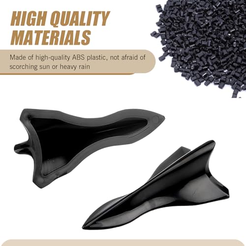 DYEKNEE Pack-10 Car Roof Tail Shark Fin Antenna Decoration, 0.98\" x 2.95\" Personalized Reduce Wind Resistance Accessories, Universal for Cars Bumper Top Air Vortex Spoiler Parts (Bright Black)